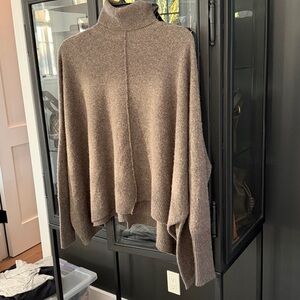Aqua Brown Cashmere Turtleneck Sweater